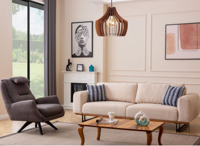 Luxury 2-piece living room set sofa 3-seater with armchair design sofa set